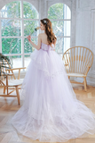 Lavender Tulle Sequins Long Prom Dress, Beautiful Evening Dress Party Dress HZ0527