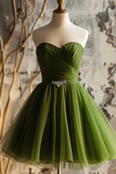 Cute Light Green Tulle Sweetheart Homecoming Dress, Green Tulle Party Dress HZ0527