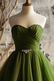Cute Light Green Tulle Sweetheart Homecoming Dress, Green Tulle Party Dress HZ0527