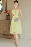 Light Green Tulle Beaded Short Evening Dress, Green Tulle Prom Dress HZ0527