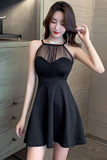 Black A Line Halter Short Homecoming Dresses,Cheap Short Prom Dresses HZ0527