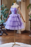 Lavender Cute Sweetheart Homecoming Dress, Lavender Short Prom Dress HZ0527