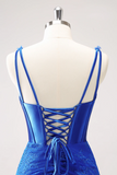 Royal Blue Corset V Neck Beaded Tight Short Homecoming Dress HZ0527