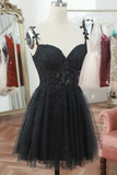 Straps Sweetheart Lace Cute Black Homecoming Dress Cocktail Dress HZ0527