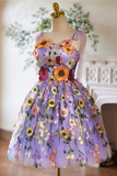 Cute Lace Flowers Short Homecoming Dress, Purple Short Prom Dress HZ0527