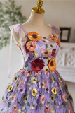 Cute Lace Flowers Short Homecoming Dress, Purple Short Prom Dress HZ0527