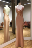 Chic Sheath Champagne Long Formal Dress, Champagne Long Party Dress HZ0527